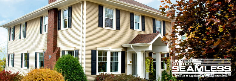 Siding_FAQs_790x271 banner image for seamless steel siding questions of home exterior with tan seamless steel siding