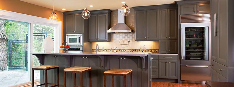 Crystal Cabinet Cherry Finishes in kitchen