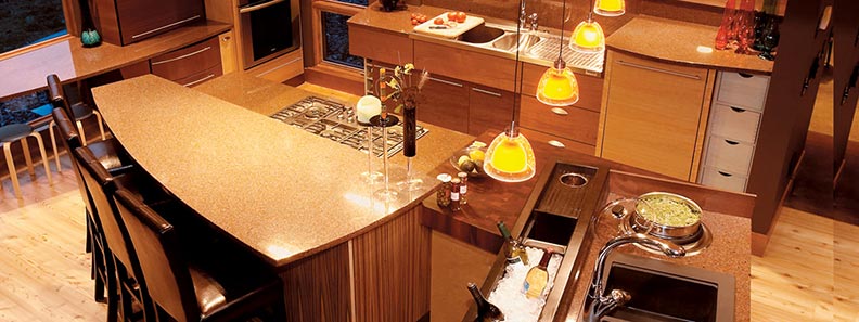 kitchen with red oak finished cabinets