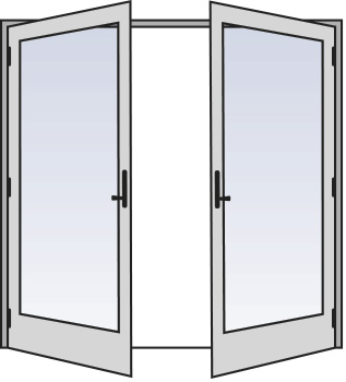 diagram of hinged french patio doors