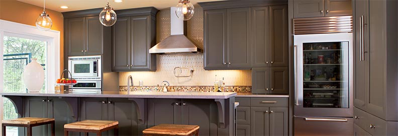 dark Crystal Cabinets in bright Alexandria kitchen