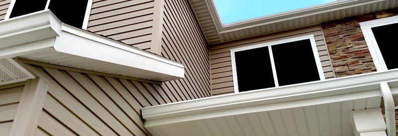 low-angle shot of home with gutter protection