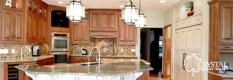 kitchen with crystal cabinet care taken care of