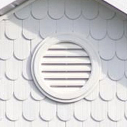 gable detailing featuring vent and shakes