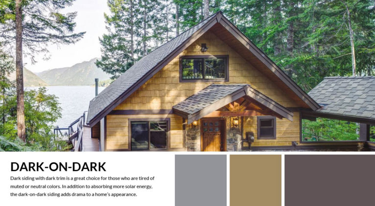 dark-on-dark color palette and description featuring home with these colors