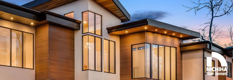 NichihaFiberCement_766x263 Nichiha Fiber Cement Tan Siding House with many windows
