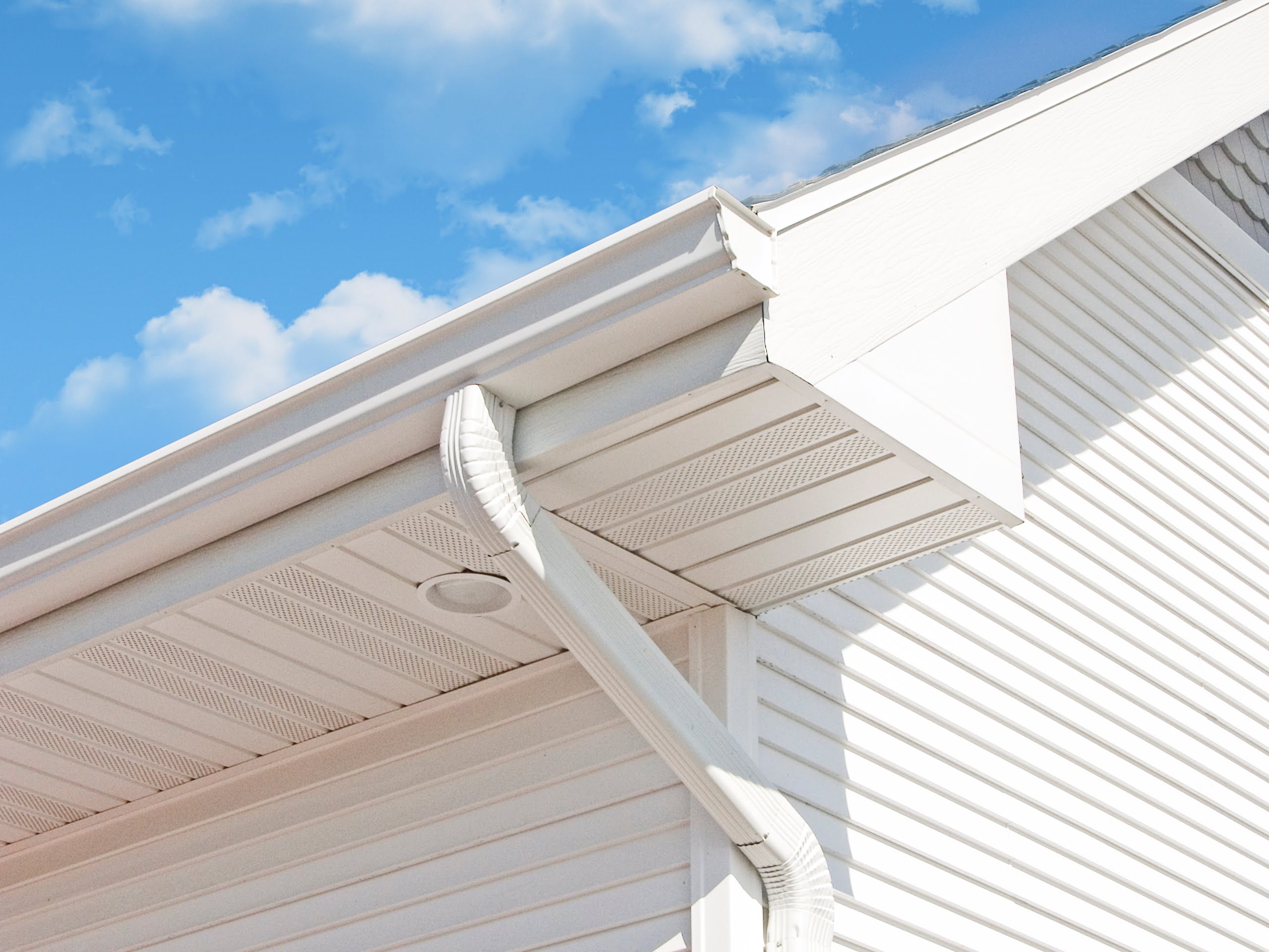 close up of gutters and downspout