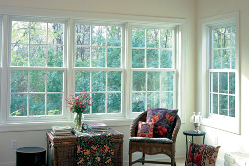 four home interior double hung windows with decorative grilles