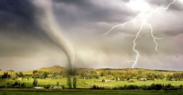 tornado and lightning storm