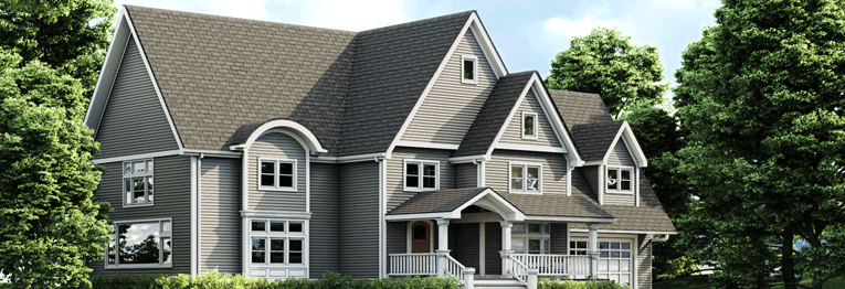 Siding-Color-and-Design-Fade home exterior with gray roofing and siding that alternates between multiple colors